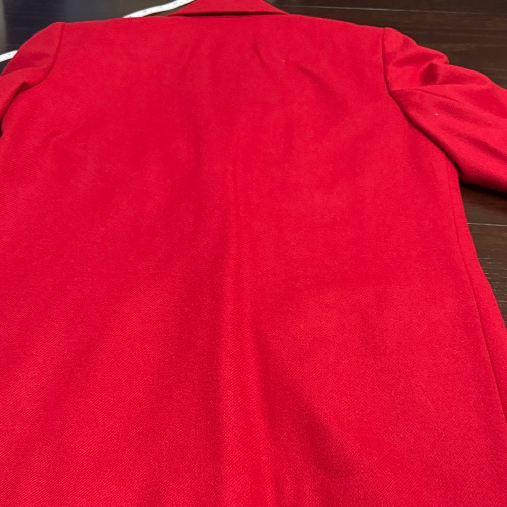 Red Wool Blazer With Single Button - image 3